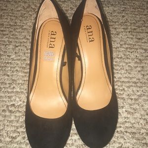 a.n.a black faux swede wedged heels